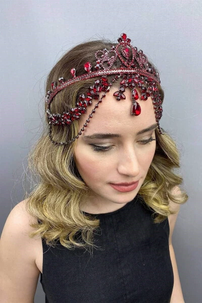 Red Hurrem Bridal Henna Crown - Red - 18
