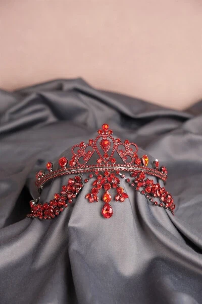 Red Hurrem Bridal Henna Crown - Red - 14