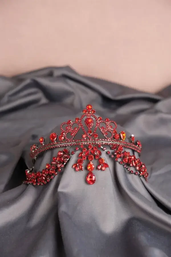 Red Hurrem Bridal Henna Crown - Red - 14