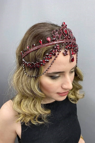 Red Hurrem Bridal Henna Crown - Red - 3