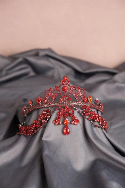 Red Hurrem Bridal Henna Crown - Red - 7