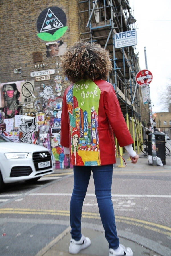 Red Ikigai leather jacket - 4