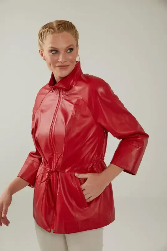 Red Ikigai leather jacket - 1