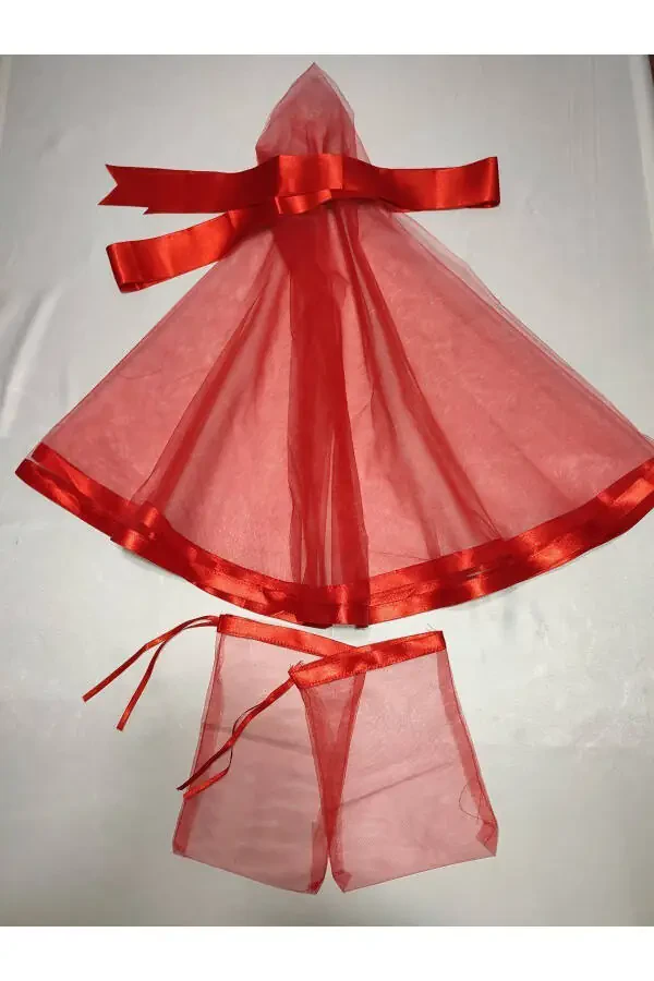 Red Lace Bridal Henna Veil, Belt and Glove Set for Henna Nights - 38