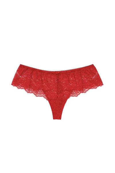 Red lace panty with lace brazilian cut women's christmas panty gift panty - 6