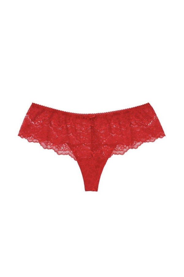 Red lace panty with lace brazilian cut women's christmas panty gift panty - 6