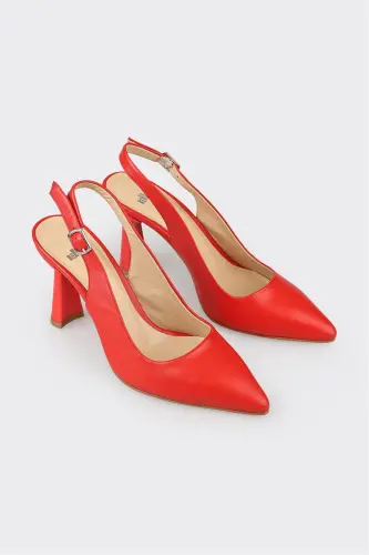 Red Leather Women's High Heels - ELLE SHOES (1)