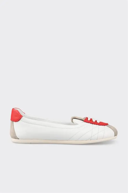 Red Leather Women's Sneakers-Red - ELLE SHOES