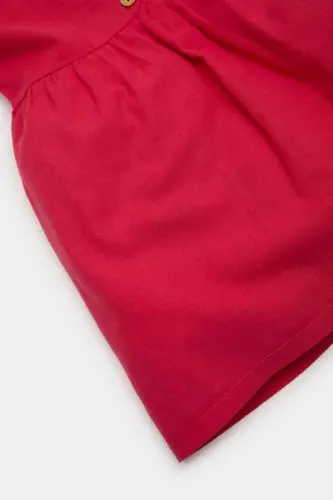 Red linen dress for baby girl - 3