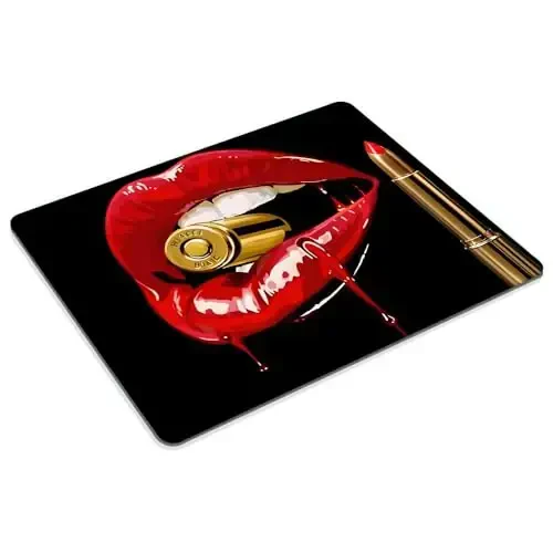 Red Lip Bite Bullet Mouse pad Customized Mousepad Non-Slip Rubber Base Mouse Pads for Computers Laptop Office Desk Accessories Mouse pad - GOODSPROUT (1)