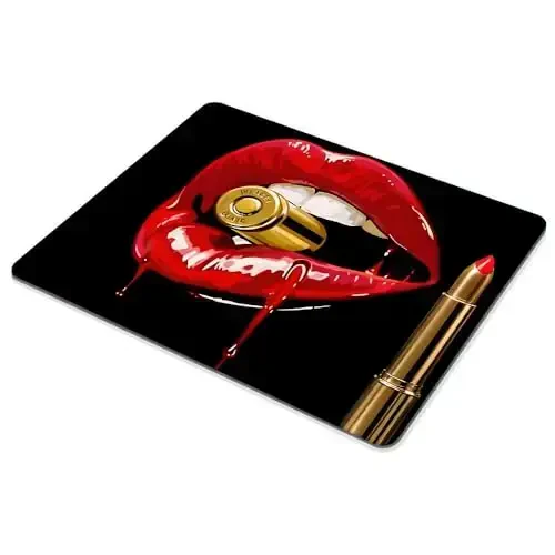 Red Lip Bite Bullet Mouse pad Moslashtirilgan sichqoncha kompyuterlar uchun sirpanmaydigan rezina asosli sichqoncha yostiqchalari noutbuk ofis stoli aksessuarlari sichqoncha yostiqchasi - 4