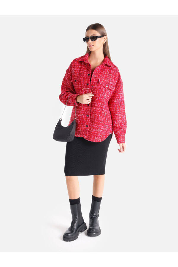 Red long sleeve shirt for women, regular fit. - 3