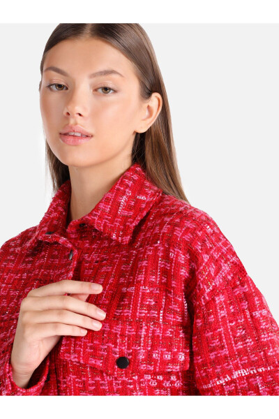 Red long sleeve shirt for women, regular fit. - 4