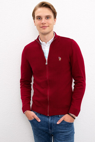 Red men's cardigan - 1