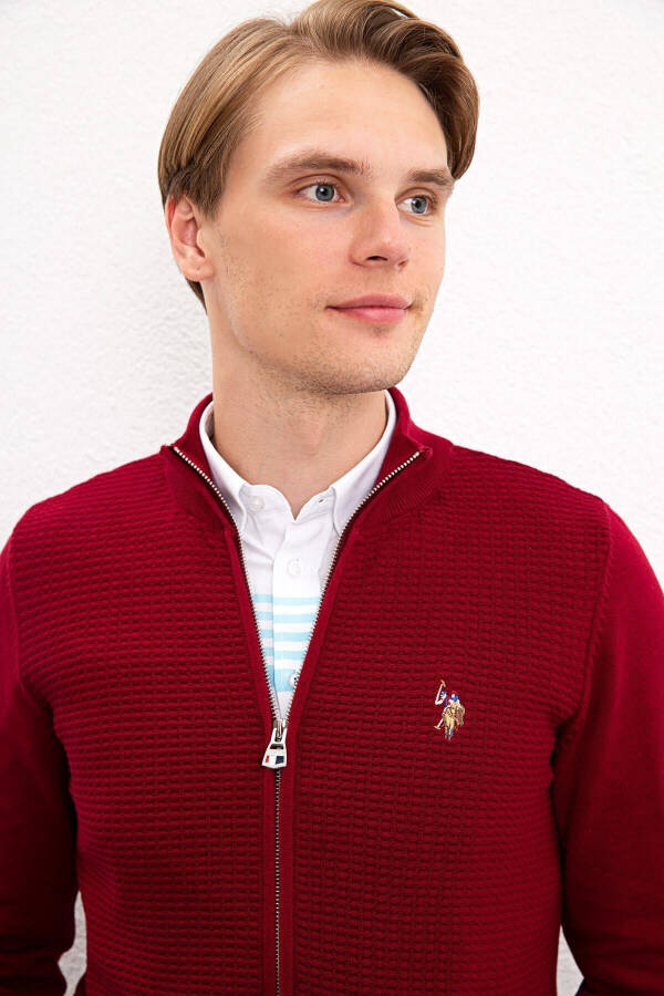 Red men's cardigan - 2