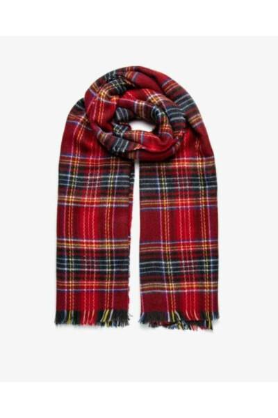 Red Plaid Soft Textured Scarf - 2