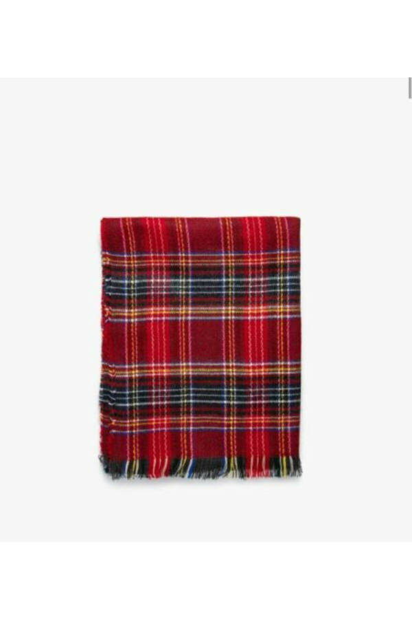 Red Plaid Soft Textured Scarf - 3