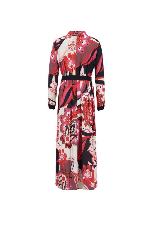 Red pleated and patterned dress (24K9907) - 8