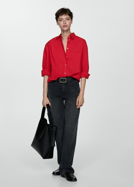 Red pocket shirt with a wide cut - 2