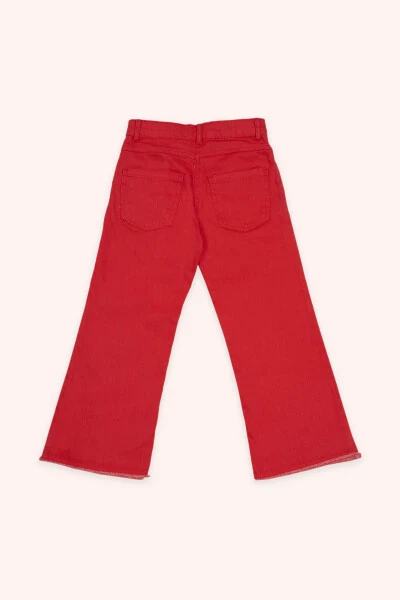 Red Pocketed Girls' Denim Pants - PANÇO (1)