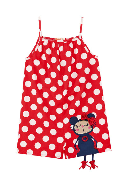 Red Polka Dot Girls Woven Jumpsuit - 23