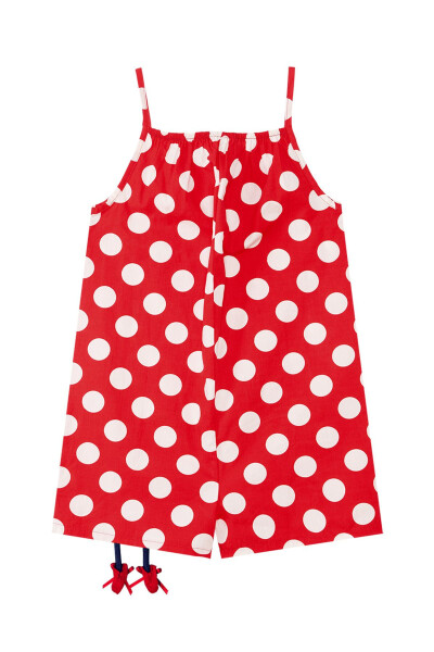 Red Polka Dot Girls Woven Jumpsuit - 24