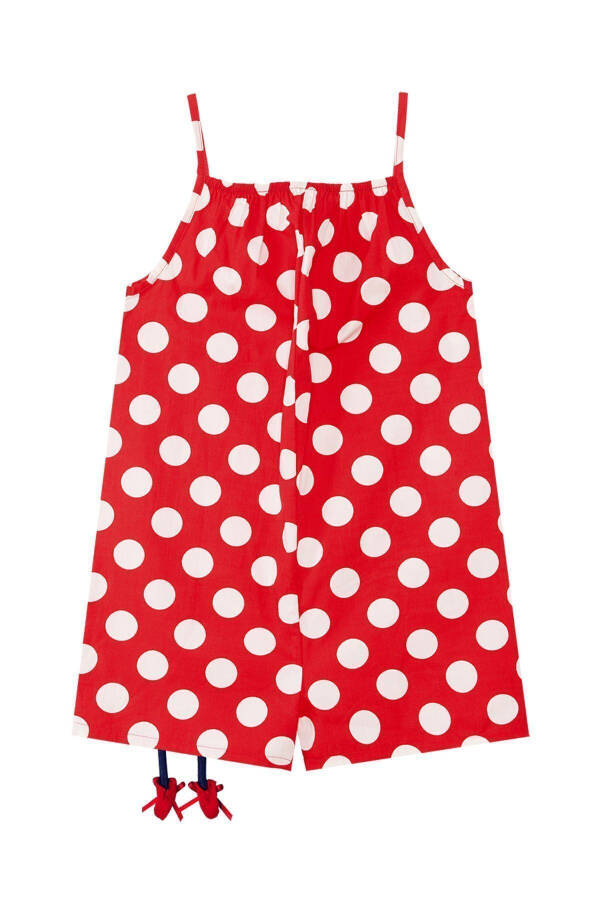 Red Polka Dot Girls Woven Jumpsuit - 14