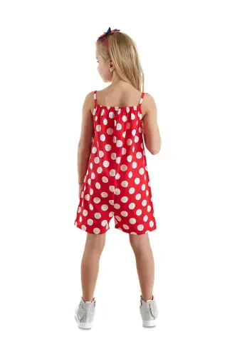 Red Polka Dot Girls Woven Jumpsuit - DENOKIDS (1)