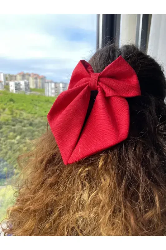 Red Ribbon Hair Clip April 23 Hair Clip / October 29 Hair Clip / Children's Hair Clip-RED. - 2