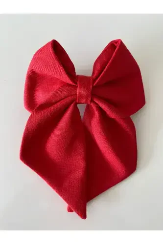 Red Ribbon Hair Clip April 23 Hair Clip / October 29 Hair Clip / Children's Hair Clip-RED. - 4