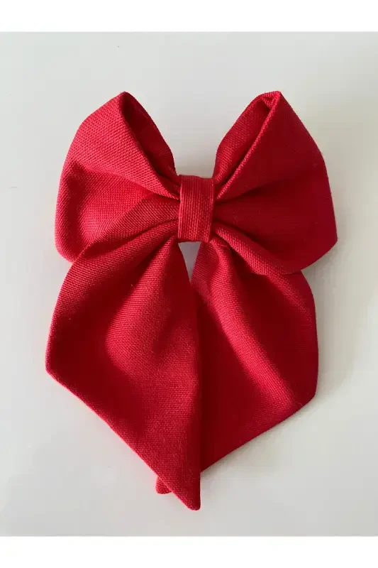 Red Ribbon Hair Clip April 23 Hair Clip / October 29 Hair Clip / Children's Hair Clip-RED. - 4