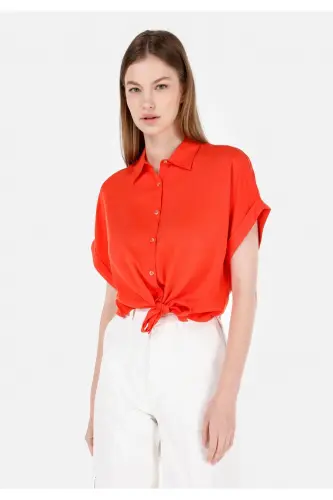 Red short sleeve women's shirt - 1