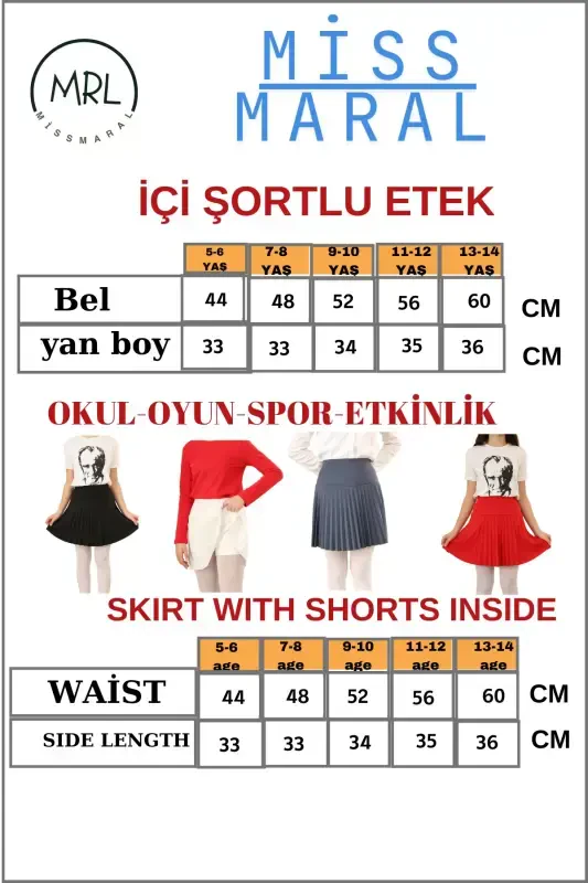 Red Shorts Skirt High Waist School Play Show Holiday Pool Sea Activity Skirt With Shorts 4101-RED - 7