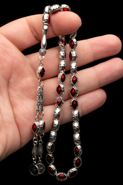 Red Silver Custom Metal Tasbih - OTTOTESBİH