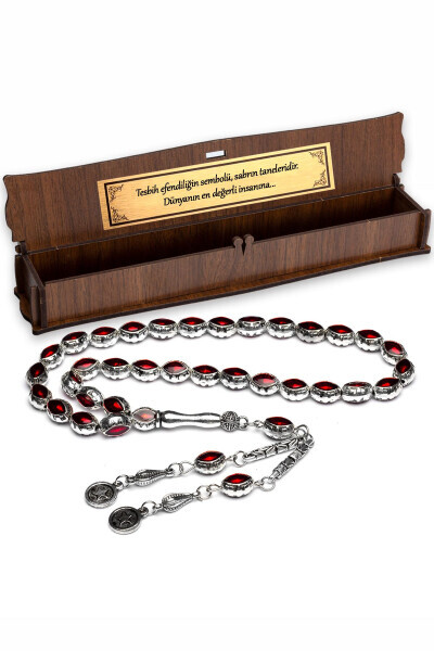 Red Silver Custom Metal Tasbih - OTTOTESBİH (1)