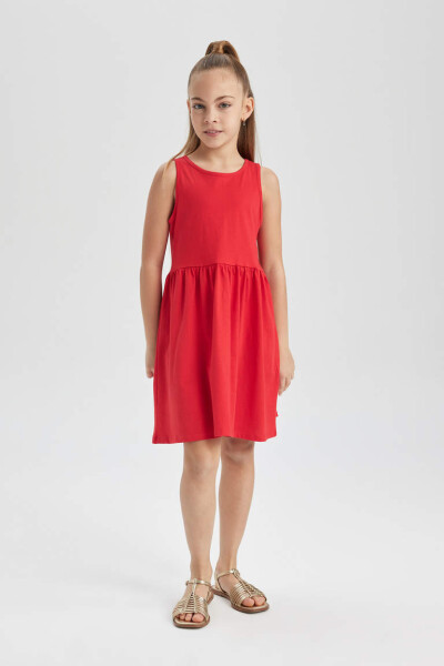 Red Sleeveless Dress for Girls - 1