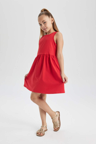 Red Sleeveless Dress for Girls - 2