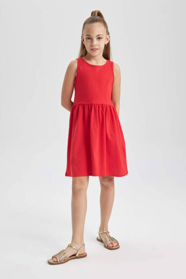 Red Sleeveless Dress for Girls - 3