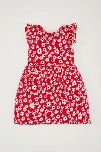 Red sleeveless dress with a baby doll pattern - DEFACTO (1)