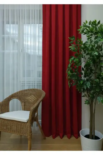 Red Solid Color Backdrop Curtain, Plain Sewing Without Pleats, Buckram Gathering, Single Panel-Red - EVDEPO HOME (1)
