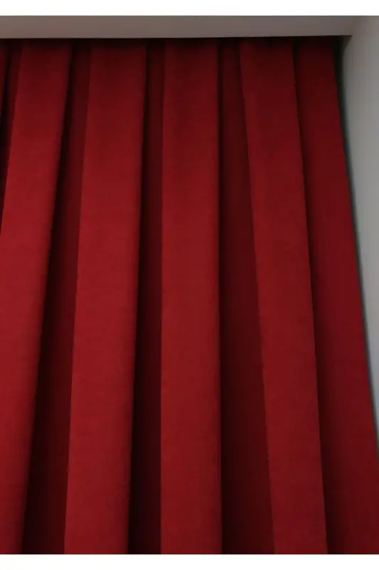 Red Solid Color Backdrop Curtain, Plain Sewing Without Pleats, Buckram Gathering, Single Panel-Red - 5