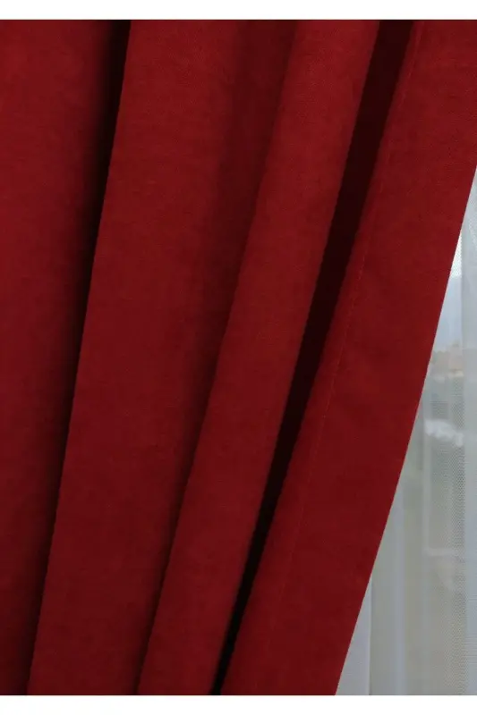 Red Solid Color Backdrop Curtain, Plain Sewing Without Pleats, Buckram Gathering, Single Panel-Red - 7