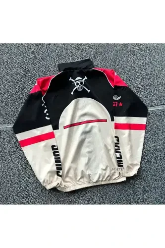 Red STRAW Digital Design Printed Zippered Raincoat & Windbreaker-Red - 2