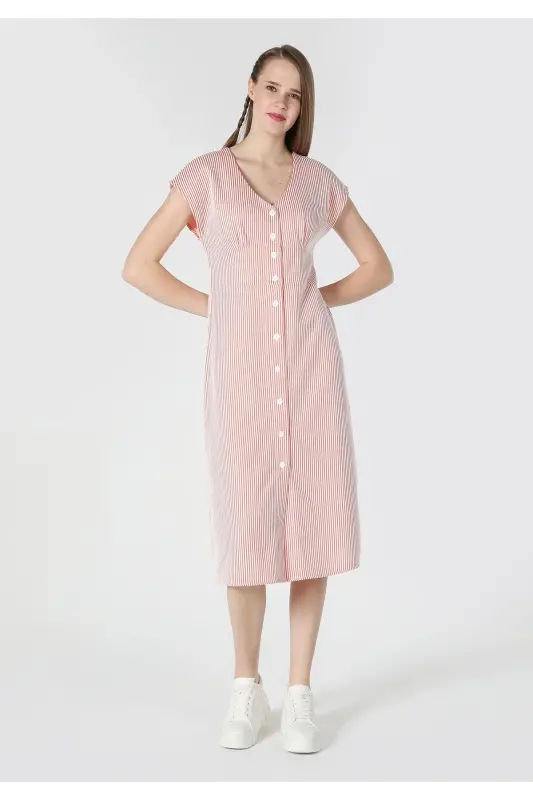Red striped dress for women, regular fit. Cl1060795 - COLIN'S