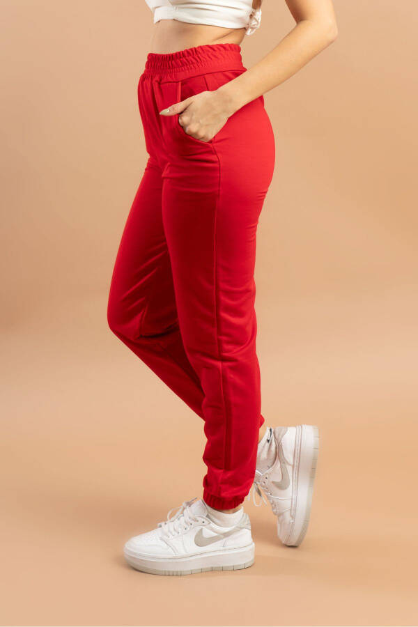 Red Sweatpants with Elastic Waistband - 2