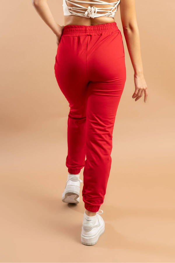 Red Sweatpants with Elastic Waistband - 4