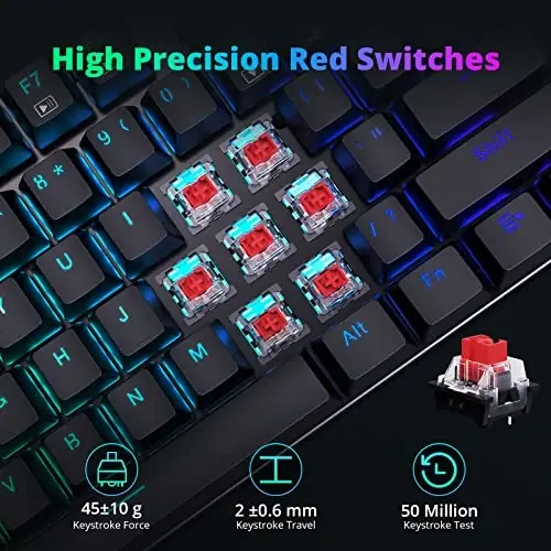 Redragon Mechanical Gaming Keyboard with Red Switches, Wired Keyboard Mechanical with RGB Backlit, Fully Progammable, Durable Aluminum Frame, Anti-Ghosting for PC Windows Mac, K565, Black - 2