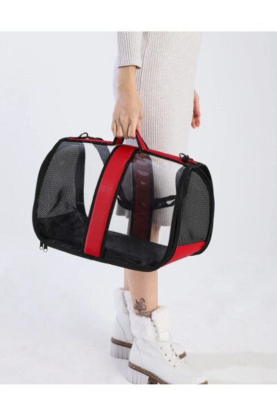 Red Travel Cat Dog Carrier Pet Transparent Shoulder Bag - 4