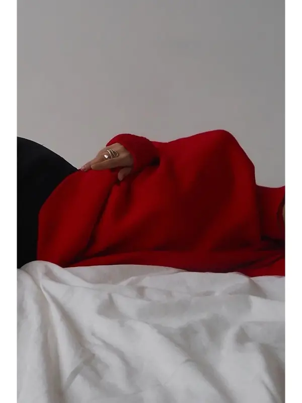 Red Turtleneck Sweater Mg1252-Red - 7