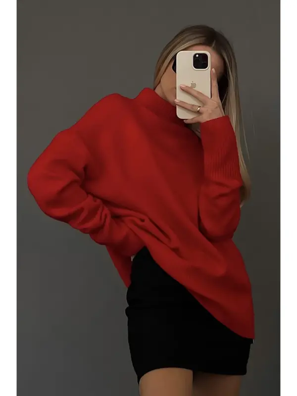 Red Turtleneck Sweater Mg1252-Red - 9